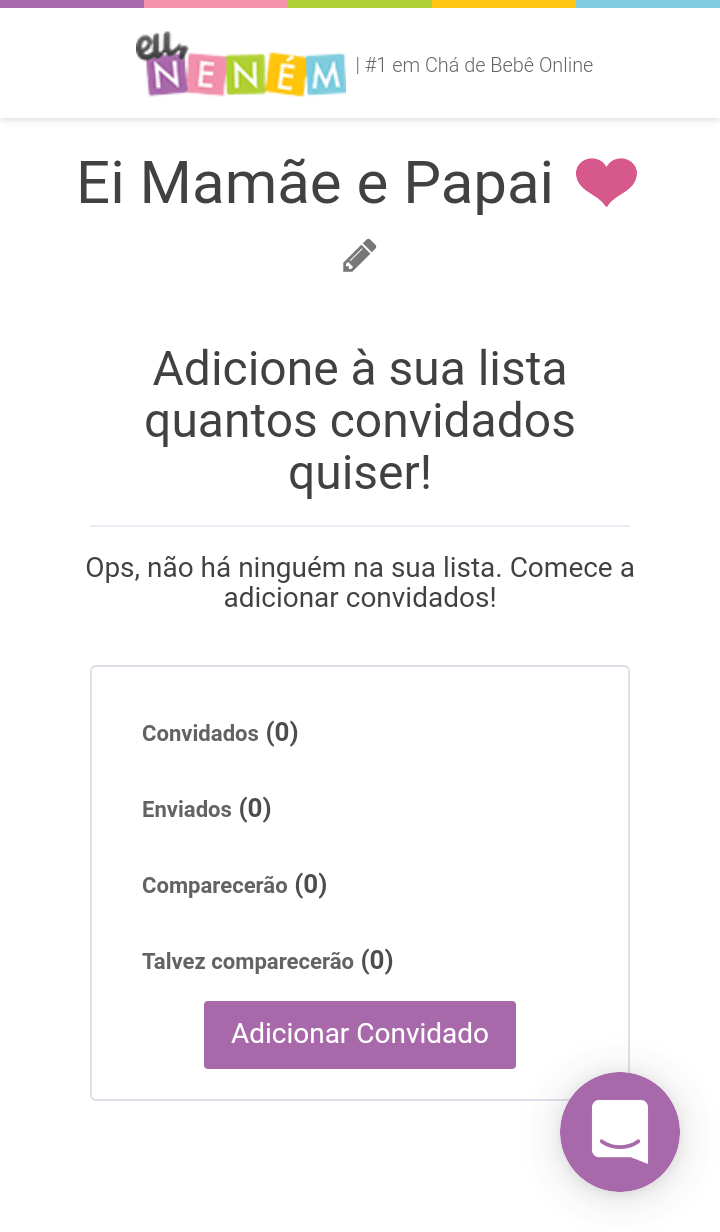 Convite online para chá de bebê