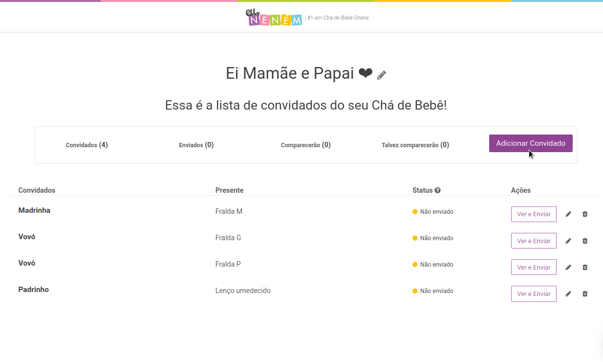 Convite online para chá de bebê